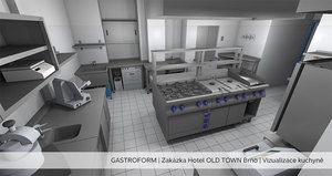 Hotel OLD TOWN Brno - vizualizace kuchyně